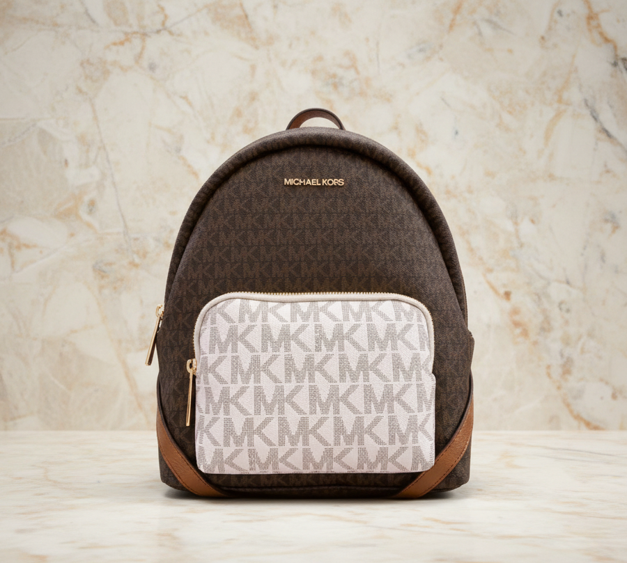 MICHAEL KORS MEDIUM ERIN BACKPACK - SIGNATURE BROWN/WHITE