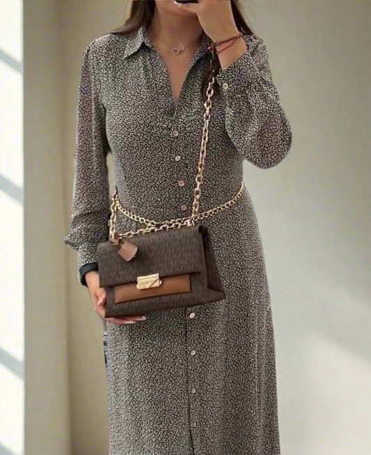 MICHAEL KORS CECE MEDIUM FLAP MONO BROWN