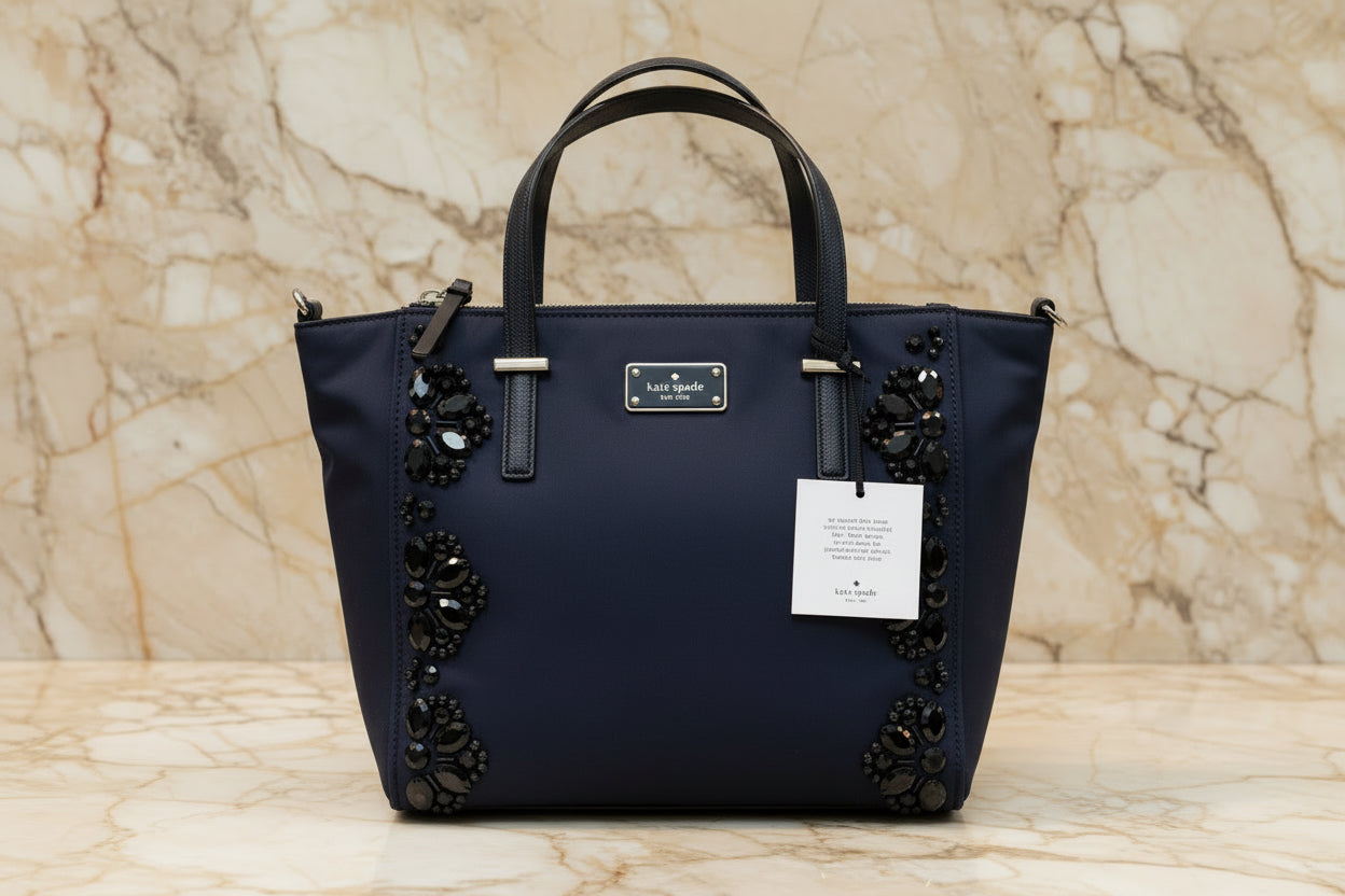 حقيبة يد كيت سبيد نيويورك أليس ويلسون رود مزينة بسحاب وأزرار كبس - نايلون - أسود