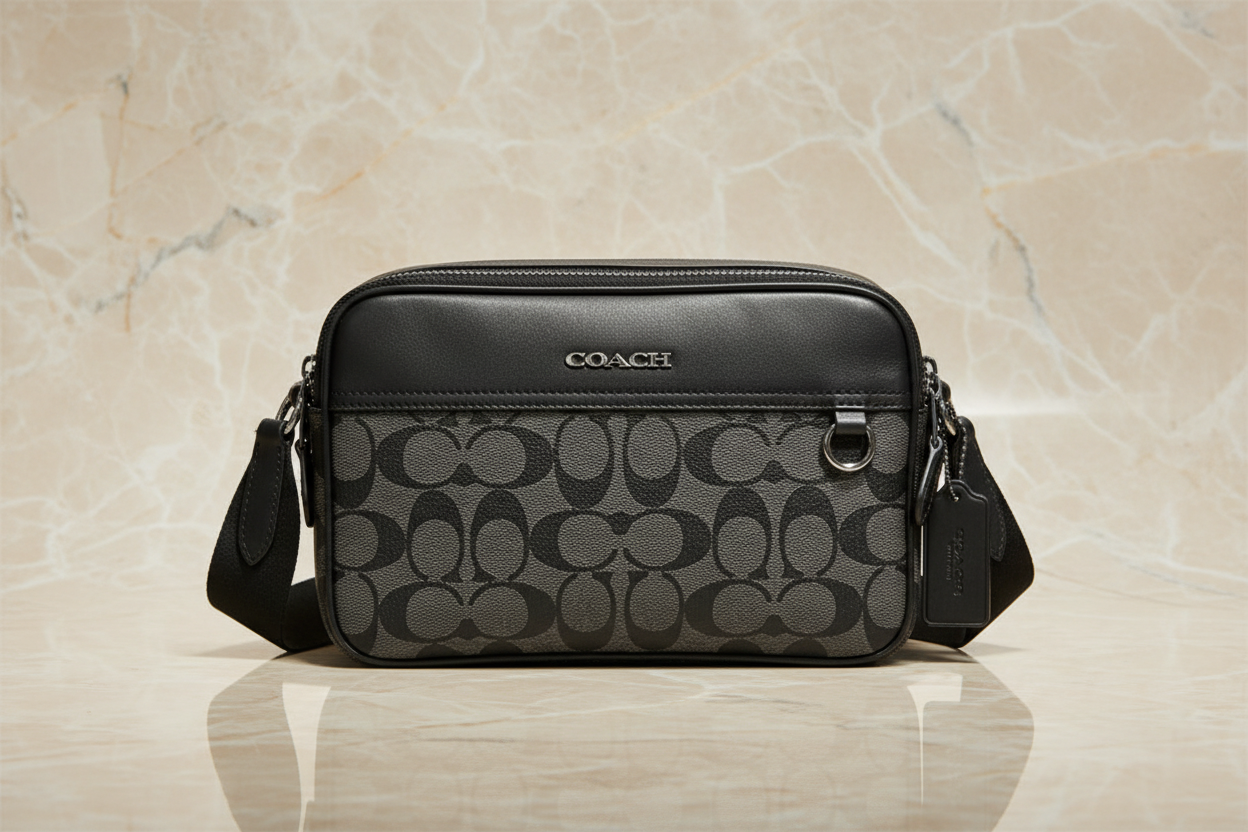 COACH GRAHAM CROSSBODY - SIGNATURE COATED CANVAS/CHARCOAL BLACK