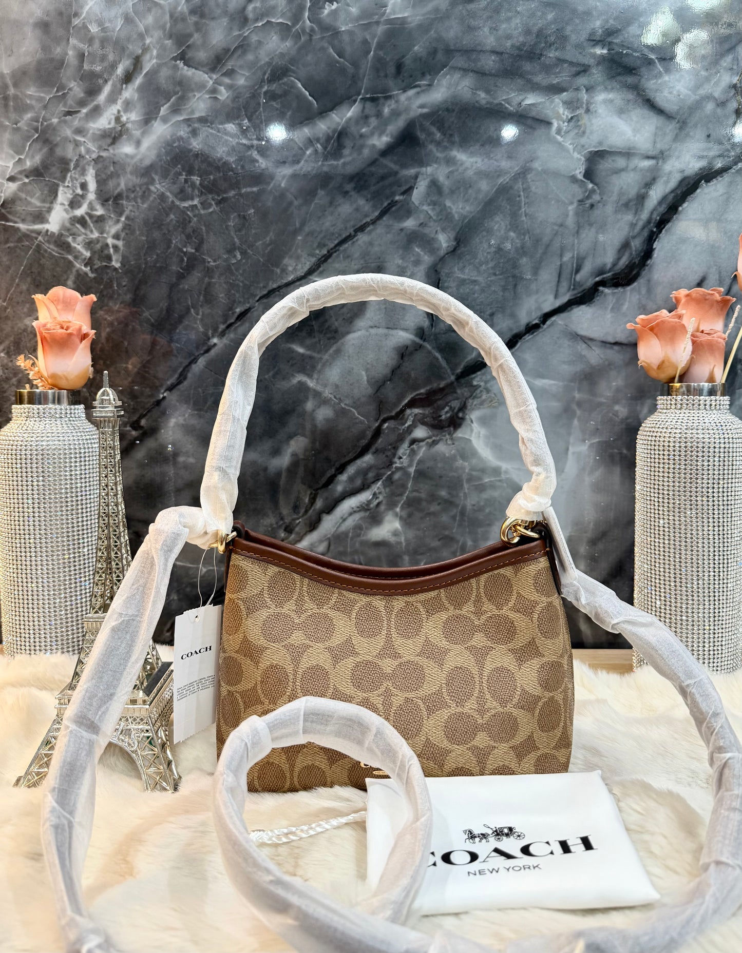 COACH SMALL LAUREL SHOULDER BAG - SIGNATURE COATED CANVAS