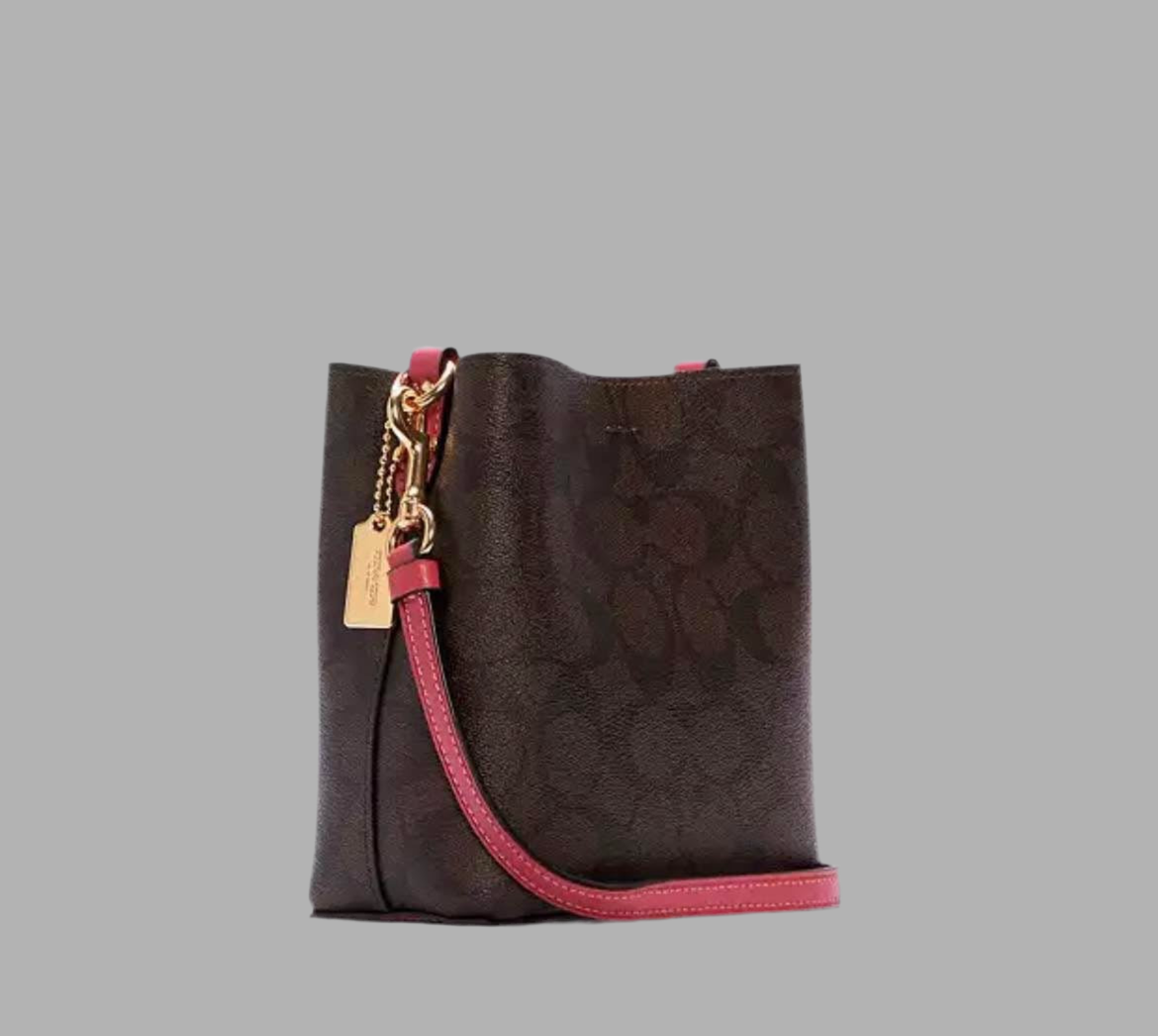 COACH MINI TOWN BUCKET - SIGNATURE COATED CANVAS & SMOOTH LEATHER