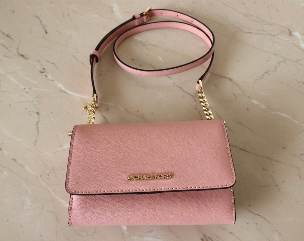 MICHAEL KORS JET SET TRAVEL PHONE CROSSBODY BAG - PRIMROSE