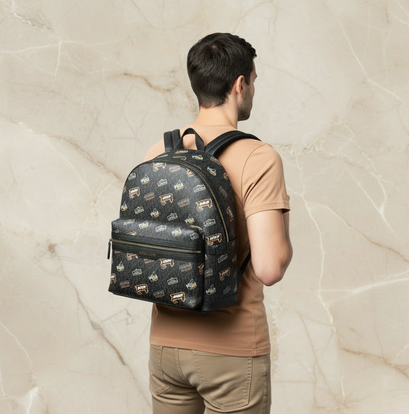 حقيبة ظهر مايكل كورس كوبر مزينة بشعار العلامة التجارية - أسود