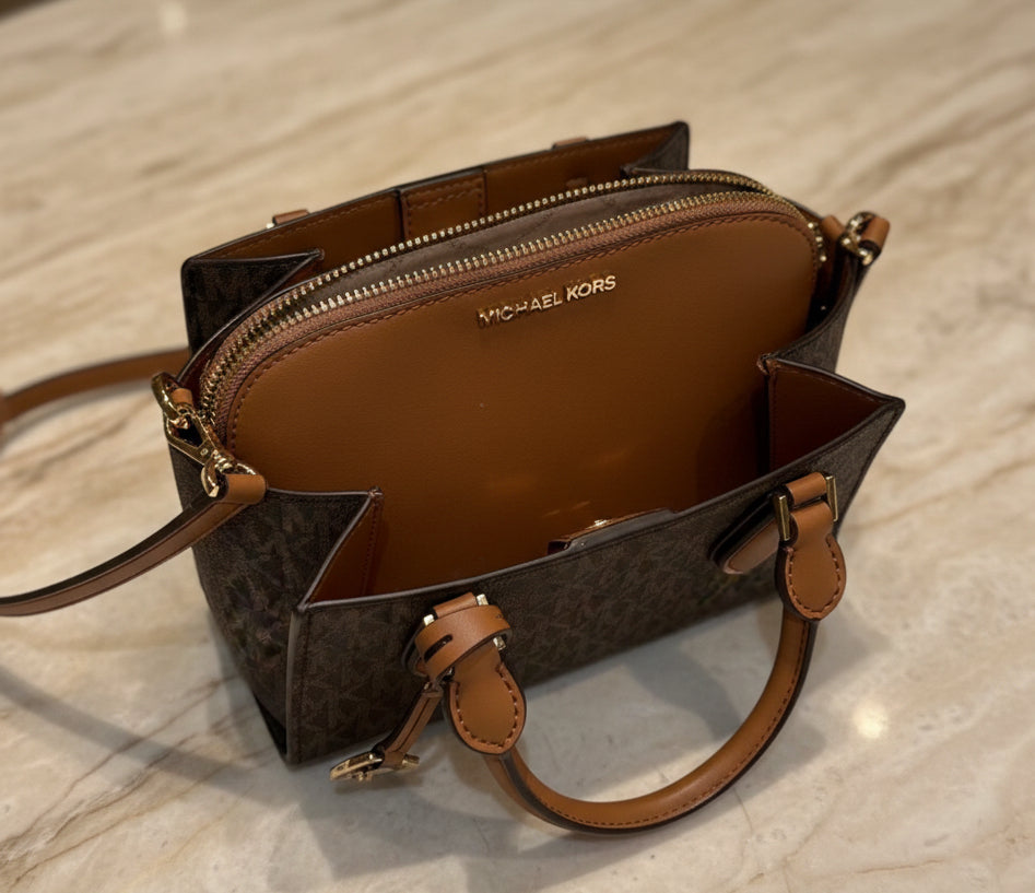 MICHAEL KORS SMALL DARIA 3 in 1 SATCHEL -  BROWN ACORN