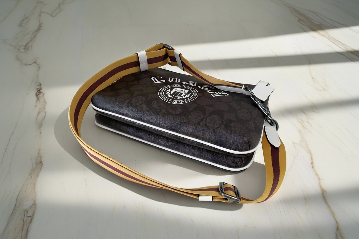 COACH EVERETTE CROSSBODY IN SIGNATURE CANVAS WITH VARSITY MOTIF
