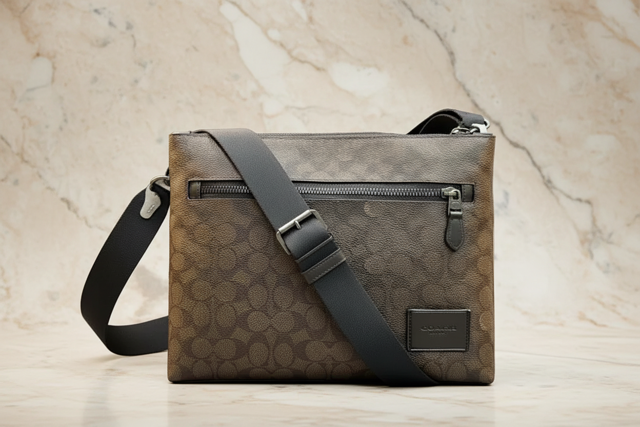COACH CARRIER CROSSBODY BAG IN SIGNATURE CANVAS - MAHOGANY COLOR