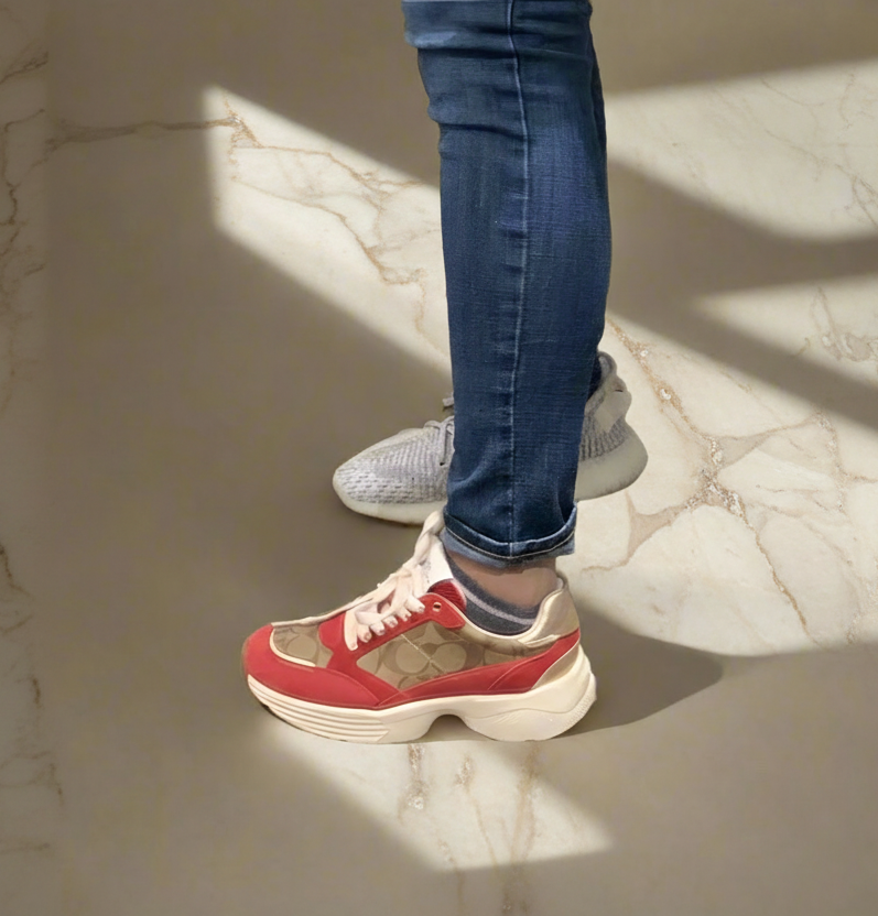 COACH JACQUARD SNEAKERS - SIG BROWN/RED