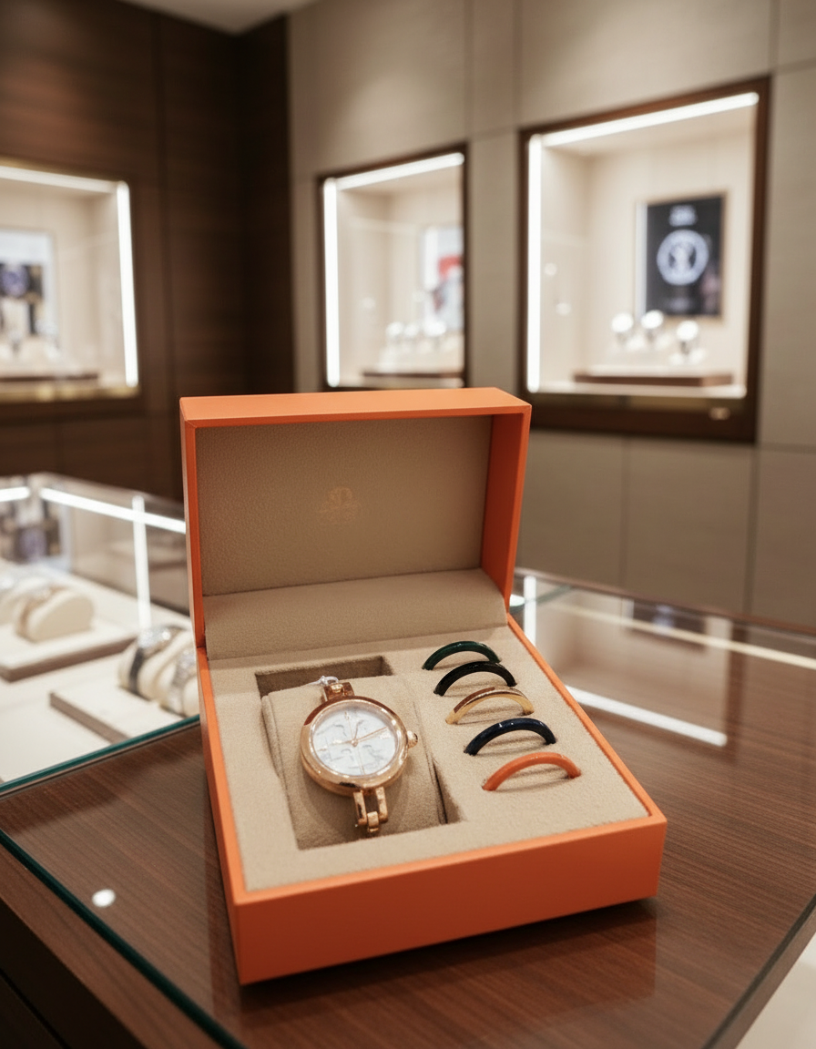 ساعة توري بورش الصغيرة ذات الأزرار القابلة للتبديل