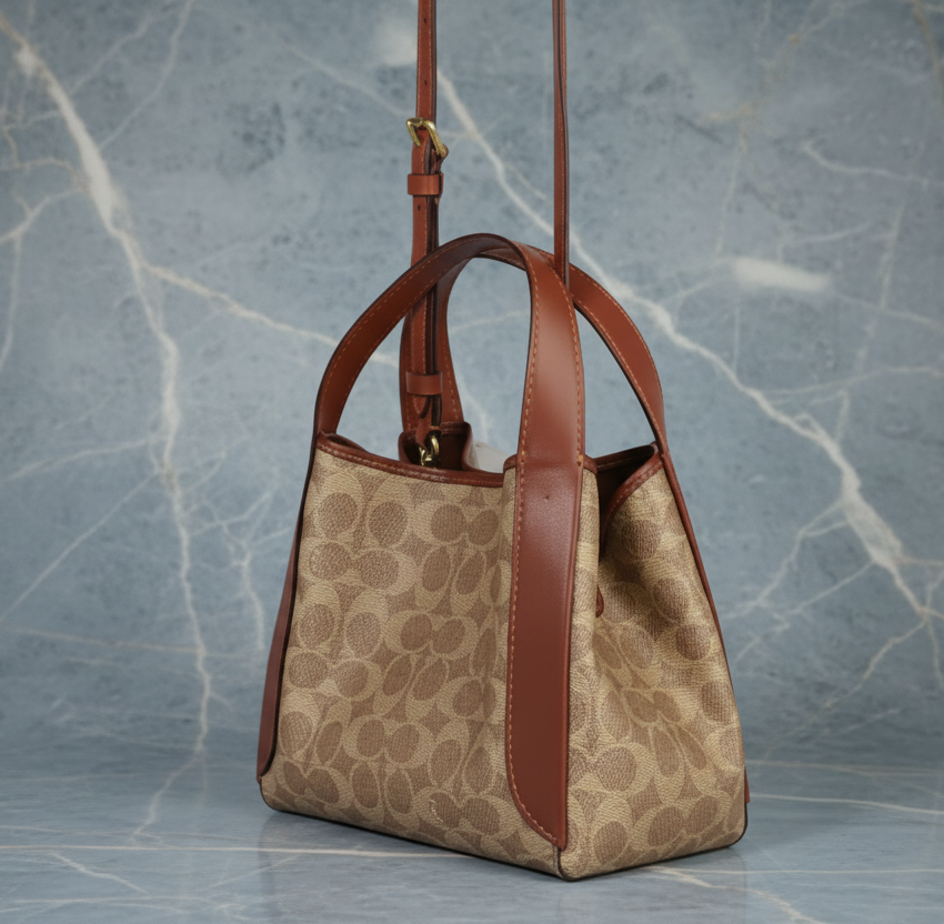 COACH HADLEY HOBO 21 - SIGNATURE CANVAS TAN RUST