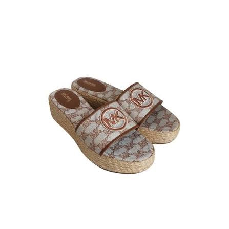 MICHAEL KORS INDIRA WEDGE - JACQUARD BEIGE SIZE 6 CAN FIT TO SIZE 6.5