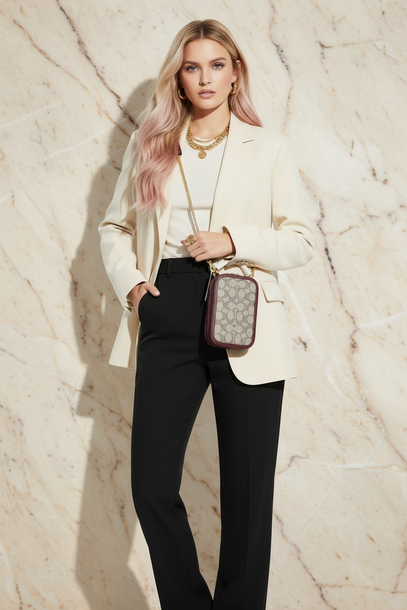 COACH ALIE PHONE CROSSBODY BAG IN SIGNATURE JACQUARD - OAK MAPLE ( FR. BOUTIQUE STORE )