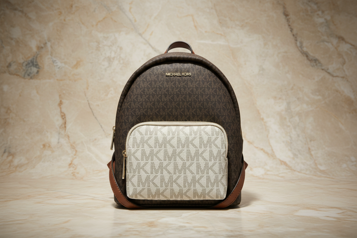 MICHAEL KORS MEDIUM ERIN BACKPACK - SIGNATURE BROWN/WHITE