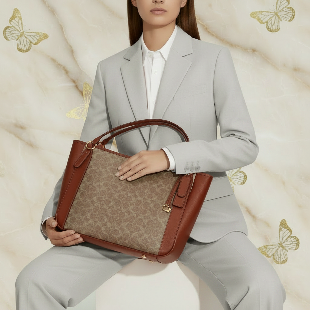 COACH ALANA ZIP TOTE IN SIGNATURE CANVAS - TAN RUST