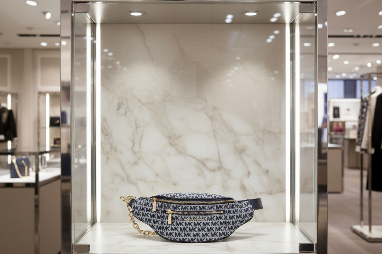 MICHAEL KORS MOTT JACQUARD SIGNATURE WAISTPACK/BELTBAG - NAVY BLUE