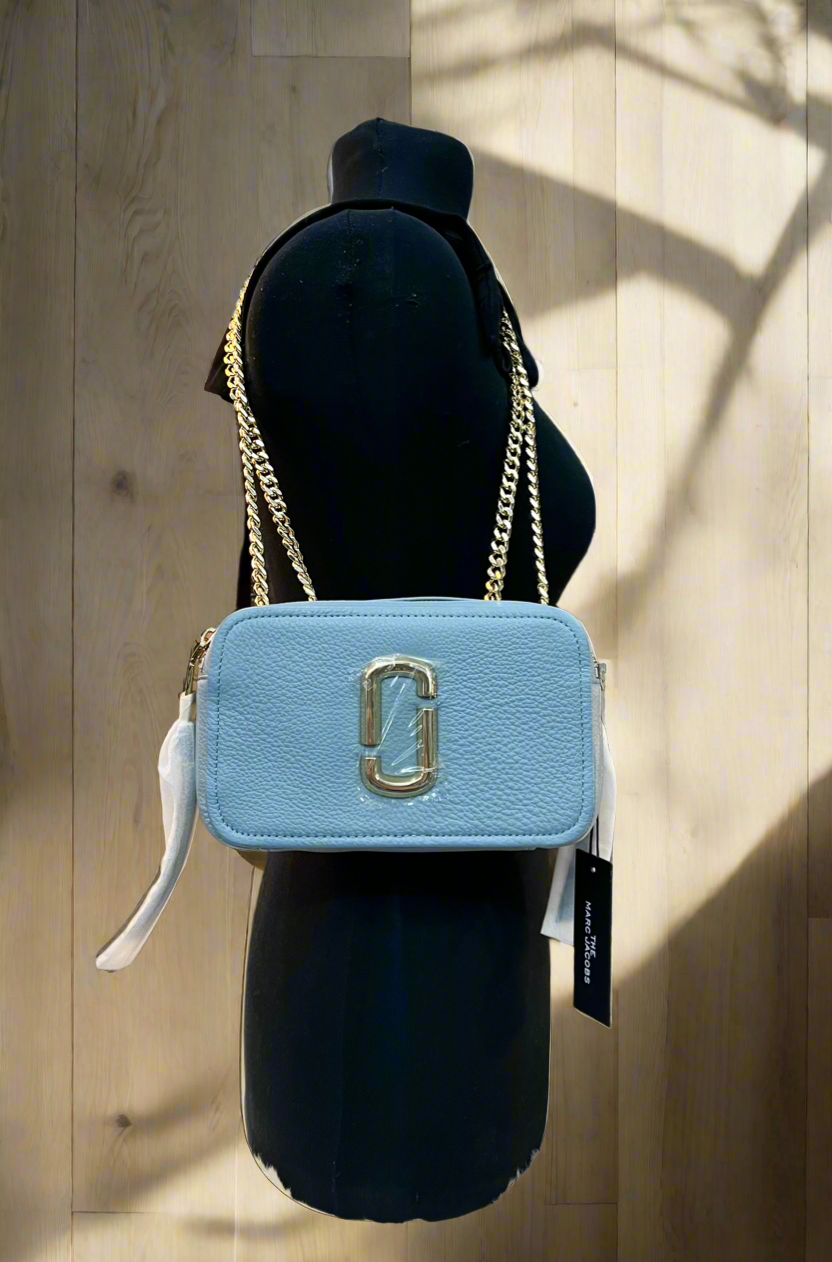 MARC JACOBS GLAM SHOT 21 PEBBLE CALF LEATHER - BLUE