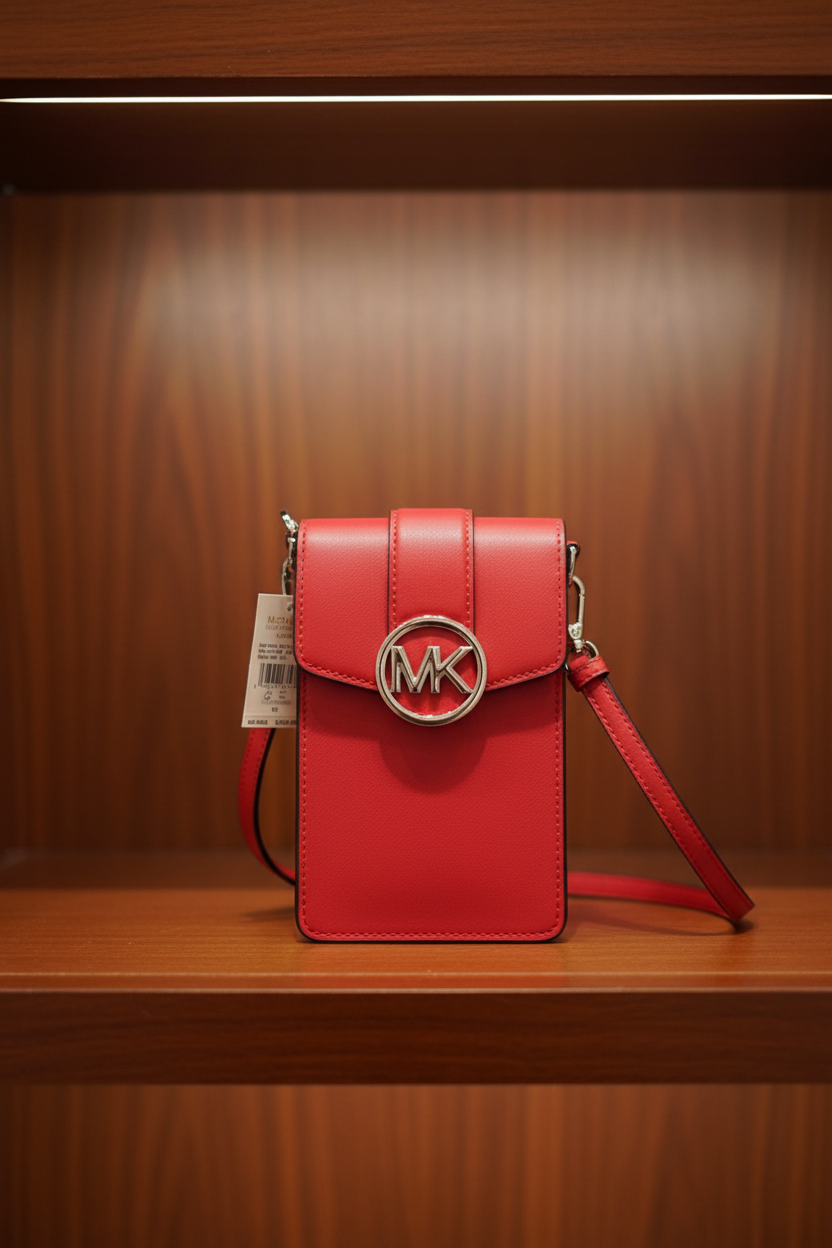 MICHAEL KORS CARMEN SMARTPHONE CROSSBODY - RED