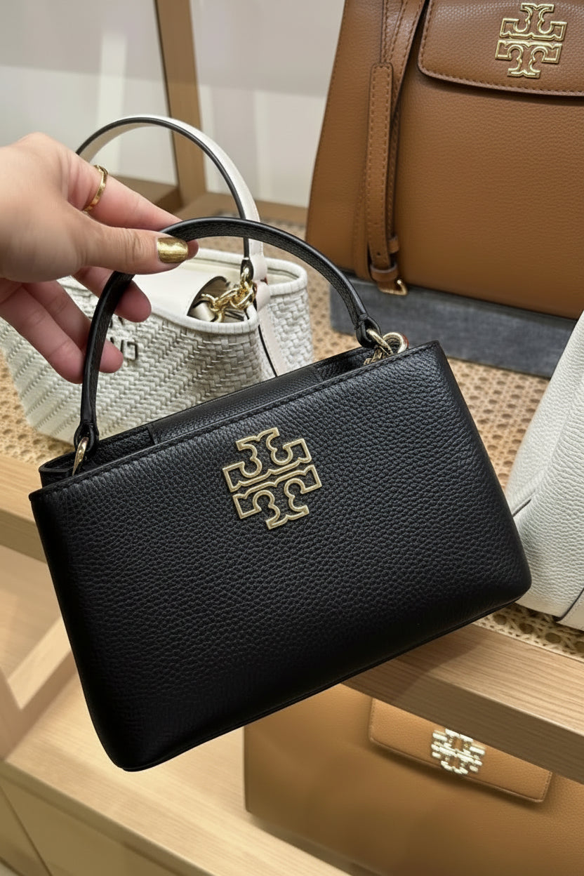 TORY BURCH MICRO BRITTEN SATCHEL - BLACK