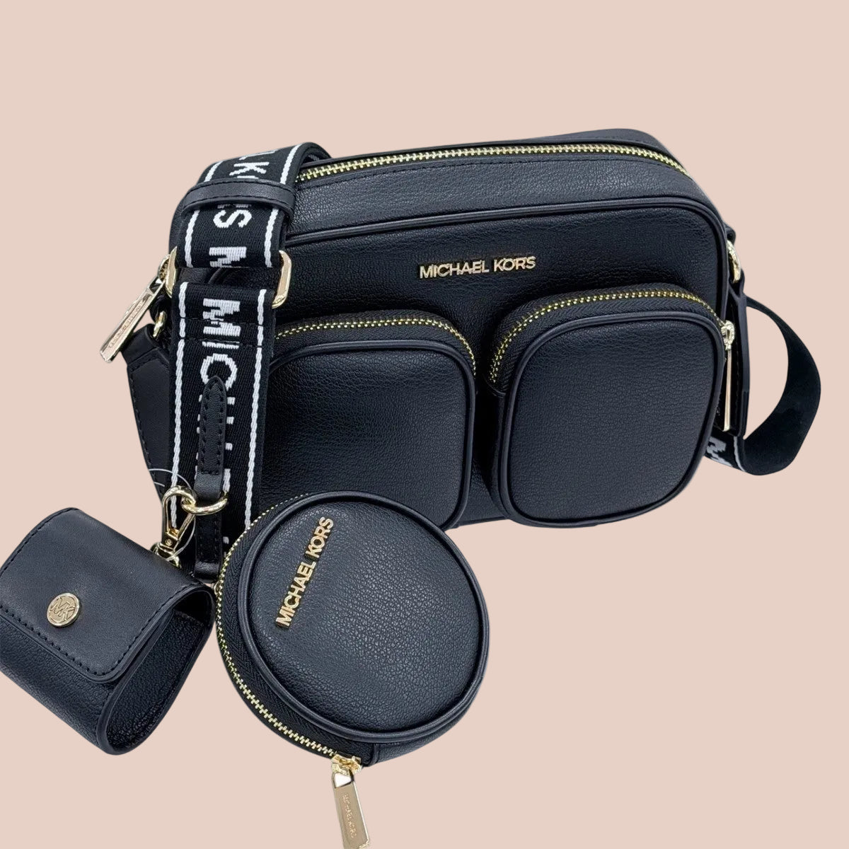 MICHAEL KORS JET SET CROSSBODY WITH ATTACH - BLACK