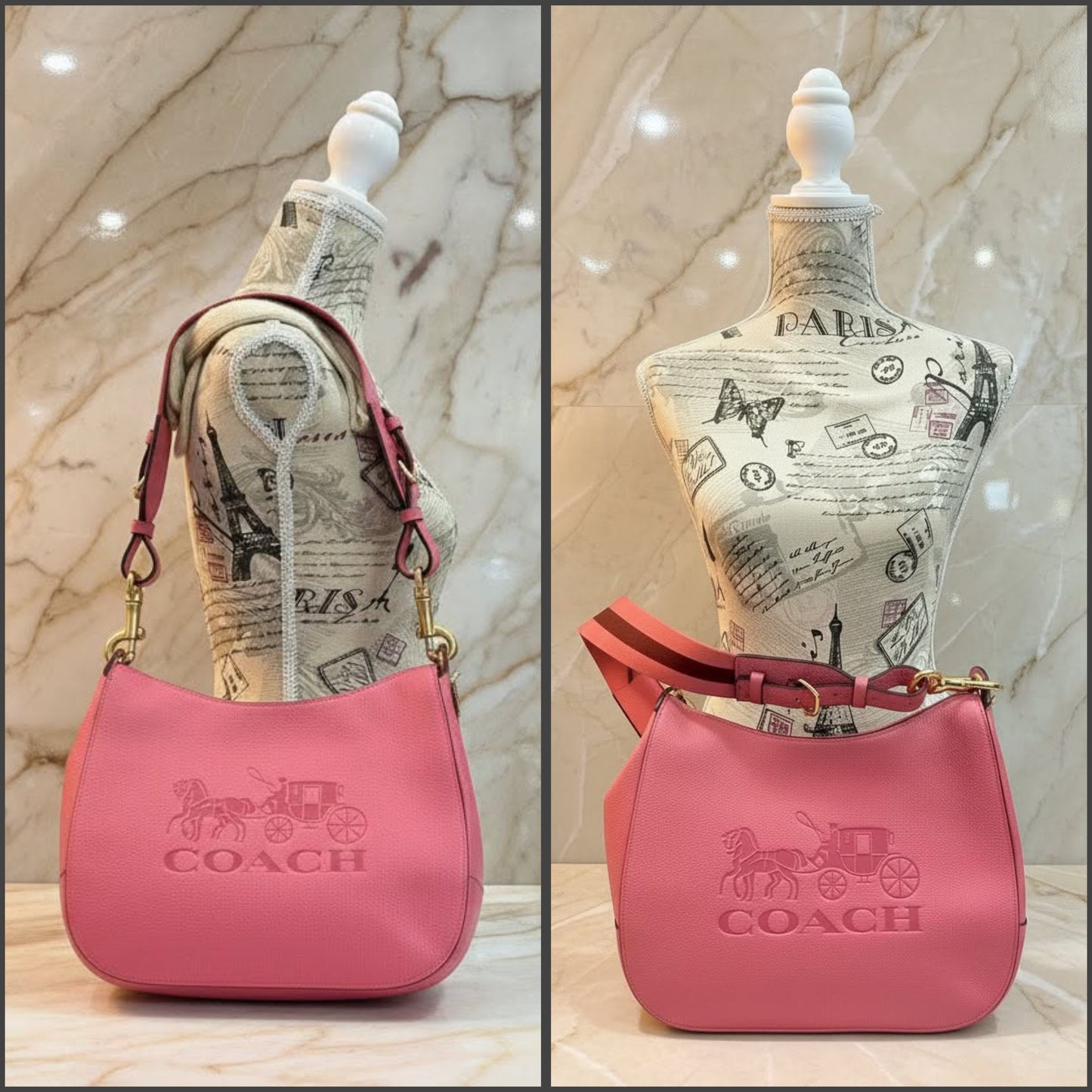 SALE‼️‼️COACH JES HOBO SHOULDER BAG - ROUGE/SILVER
