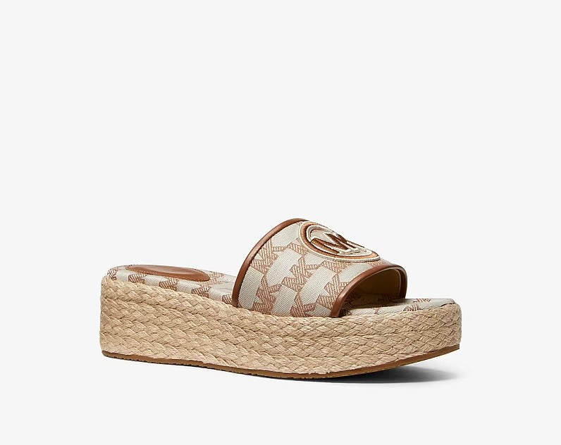 MICHAEL KORS INDIRA WEDGE - JACQUARD BEIGE SIZE 6 CAN FIT TO SIZE 6.5