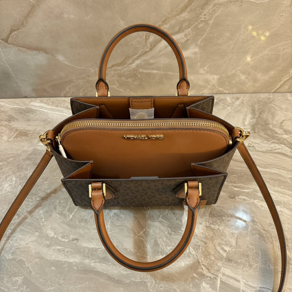 MICHAEL KORS SMALL DARIA 3 in 1 SATCHEL -  BROWN ACORN