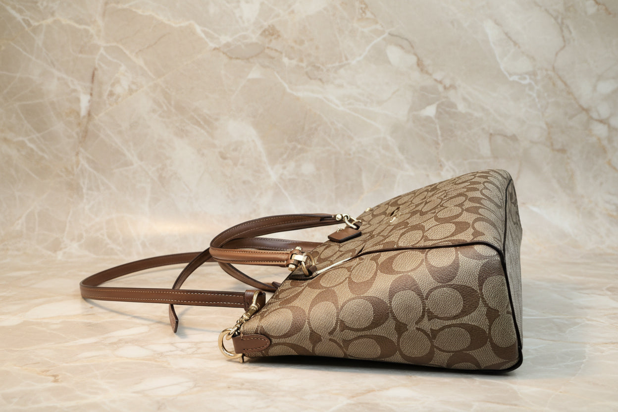 COACH SMALL PRAIRIE SATCHEL IN SIGNATURE CANVAS KHAKI BROWN