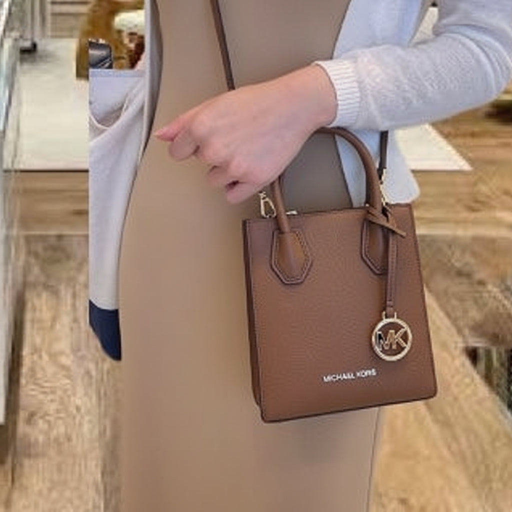 MICHAEL KORS MERCER XS MINI SHOPPER TOTE LEATHER - BROWN CARAMEL HUE