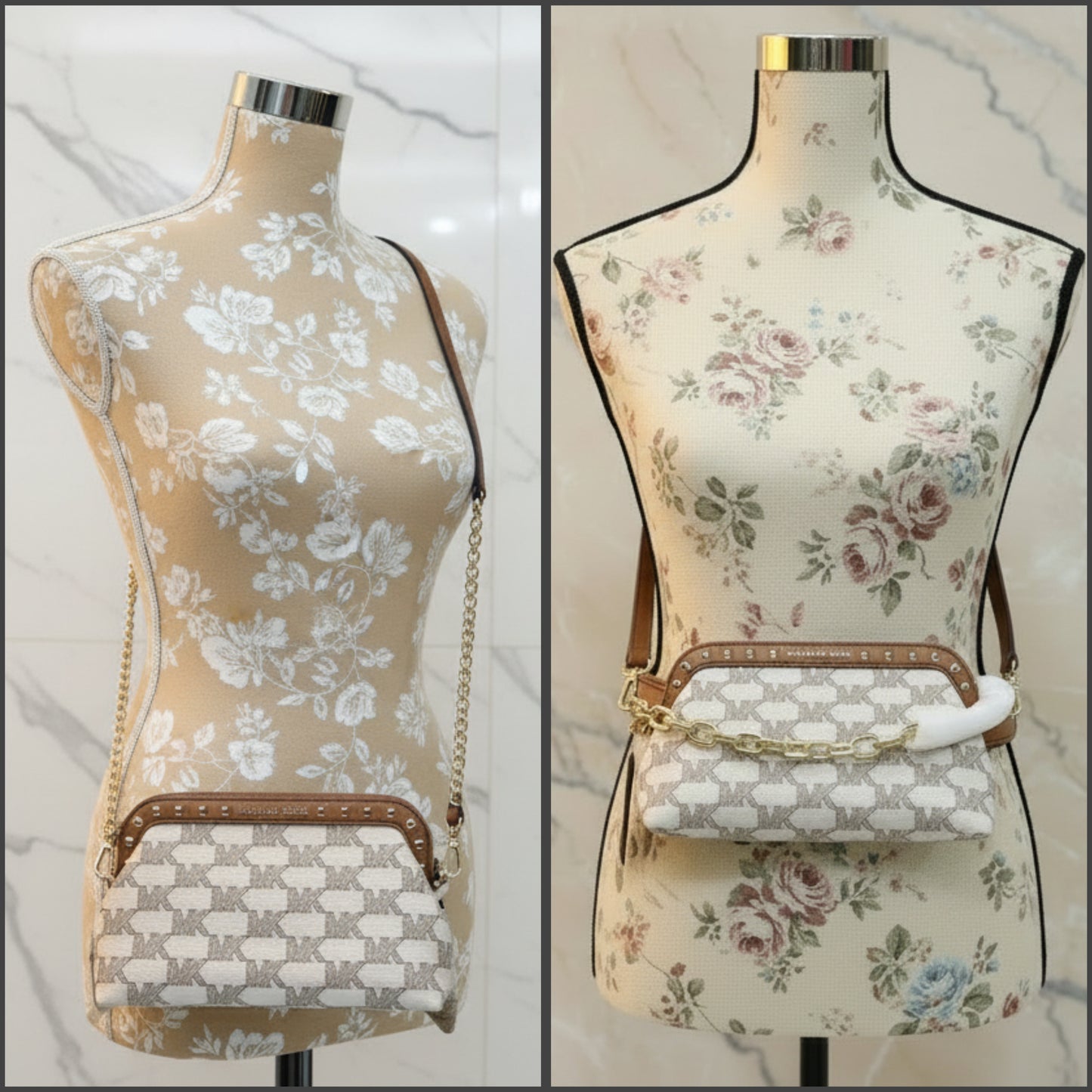 MICHAEL KORS JACQUARD LIVIA CLOUD SMALL CLUTCH/CROSSBODY
