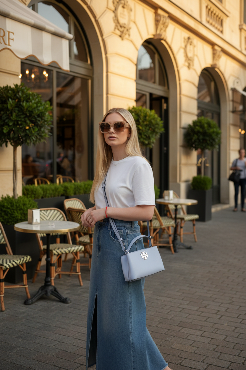 TORY BURCH MICRO BRITTEN SATCHEL - SKY BLUE
