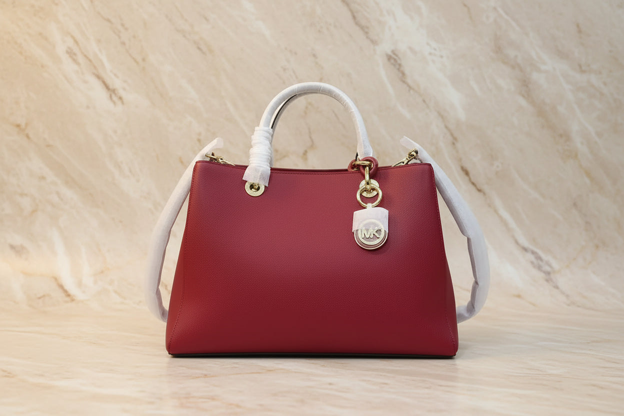 MICHAEL KORS CYNTHIA SATCHEL - SAFFIANO LEATHER -  RED - MEDIUM