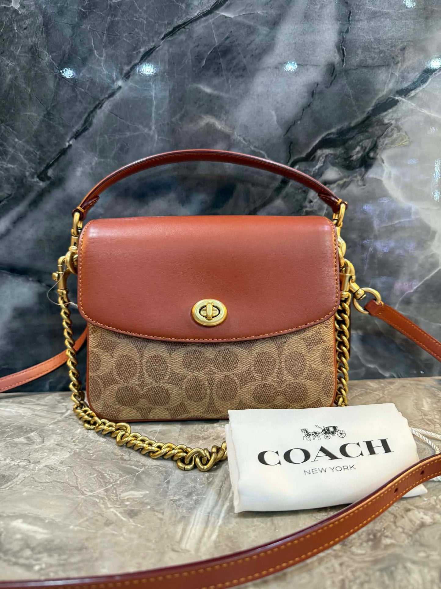 COACH CASSIE 19 3 in 1/ 3 STRAP IN SIGNATURE CANVAS - TAN RUST - MISSING PRICE TAG
