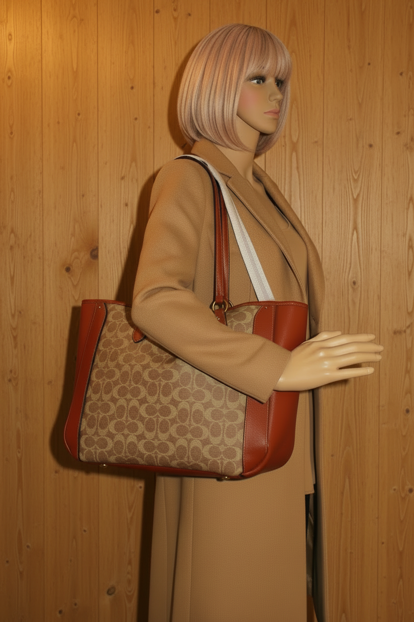 COACH ALANA ZIP TOTE IN SIGNATURE CANVAS - TAN RUST
