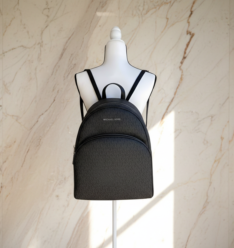 MICHAEL KORS ABBEY BACKPACK LARGE - SIGNATURE BLACK