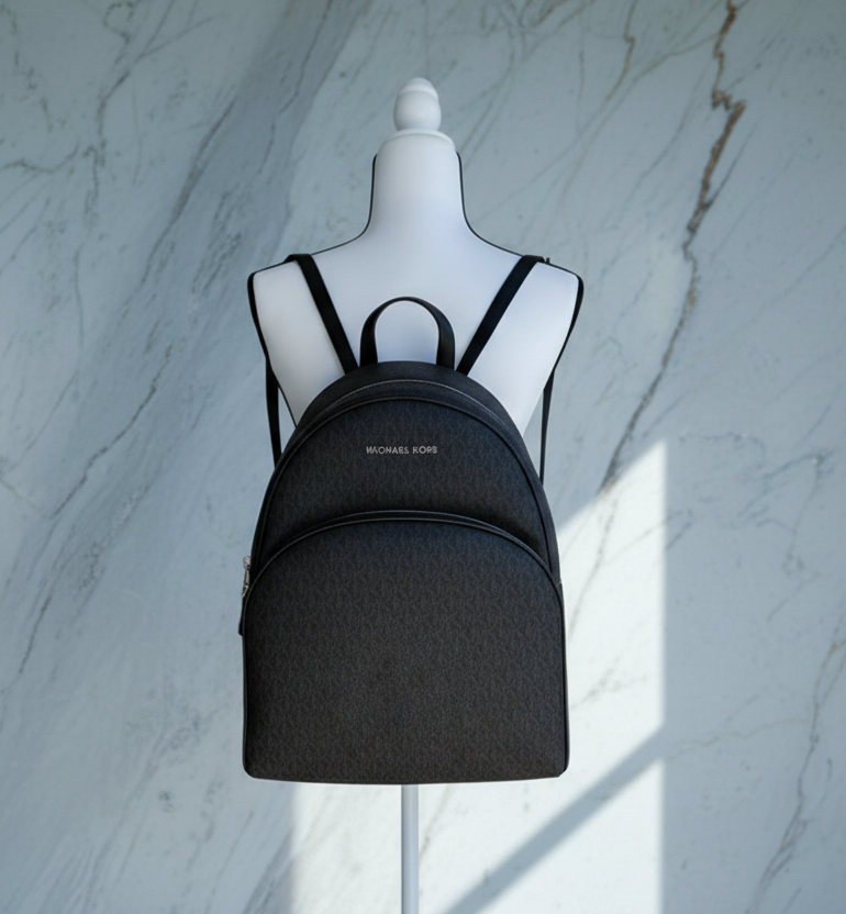 MICHAEL KORS ABBEY BACKPACK LARGE - SIGNATURE BLACK