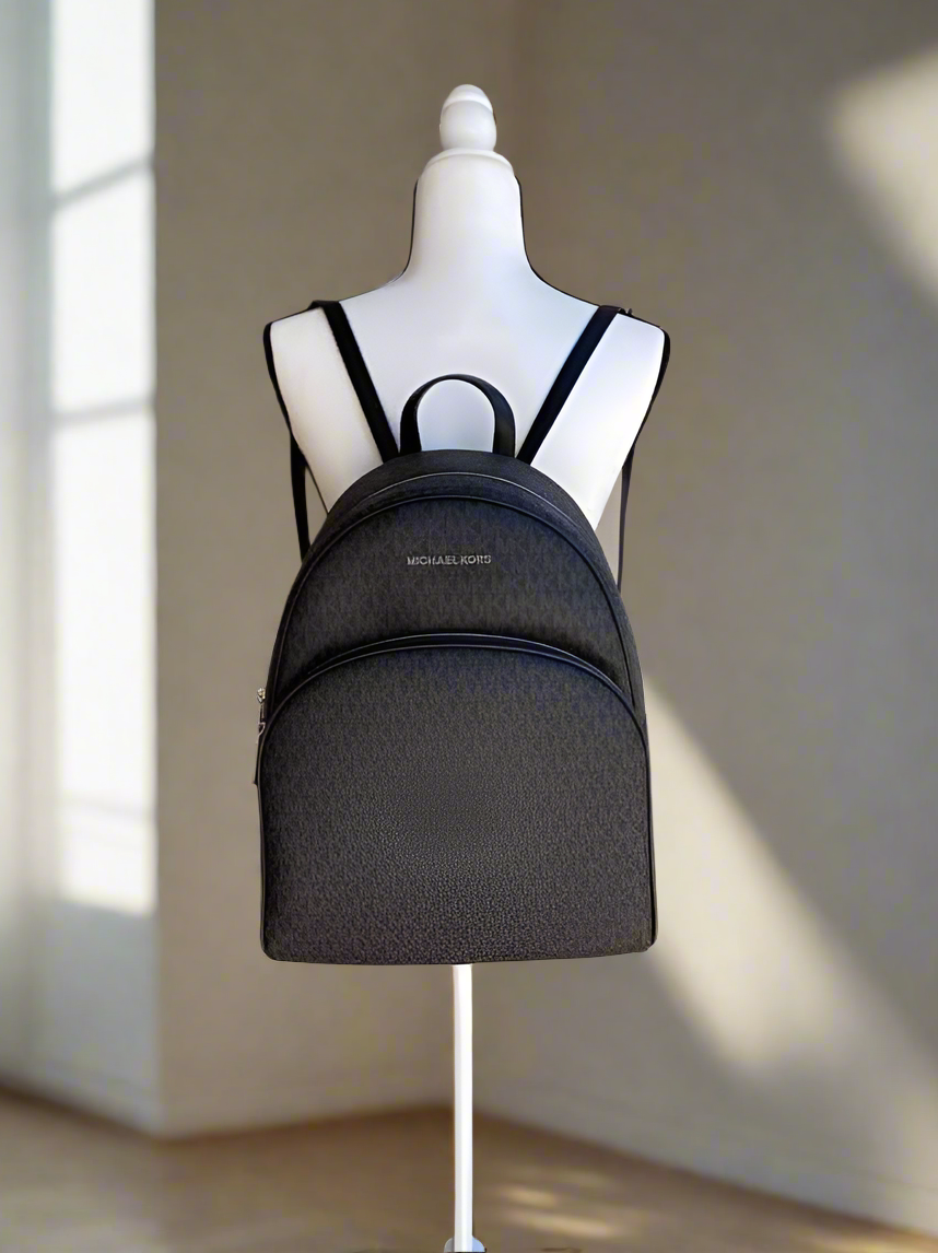 MICHAEL KORS ABBEY BACKPACK LARGE - SIGNATURE BLACK