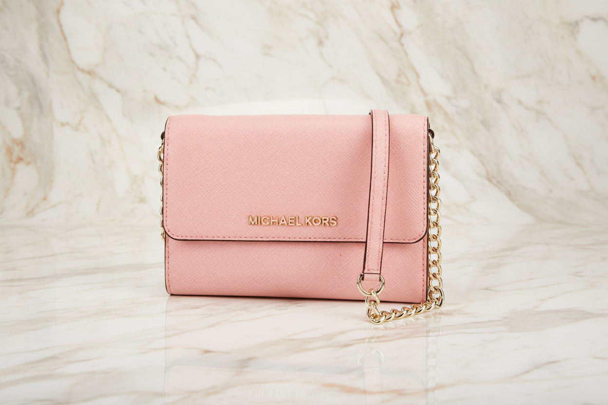 MICHAEL KORS JET SET TRAVEL PHONE CROSSBODY BAG - PRIMROSE