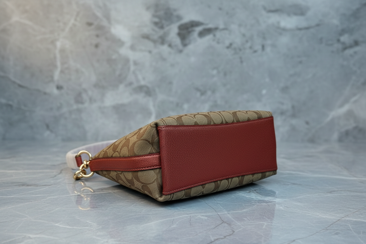 طقم كوتش لويس: حقيبة كتف/حقيبة كروس بودي ومحفظة معصم بسحاب من قماش الكانفاس المميز ببطانة من الطين المعدني