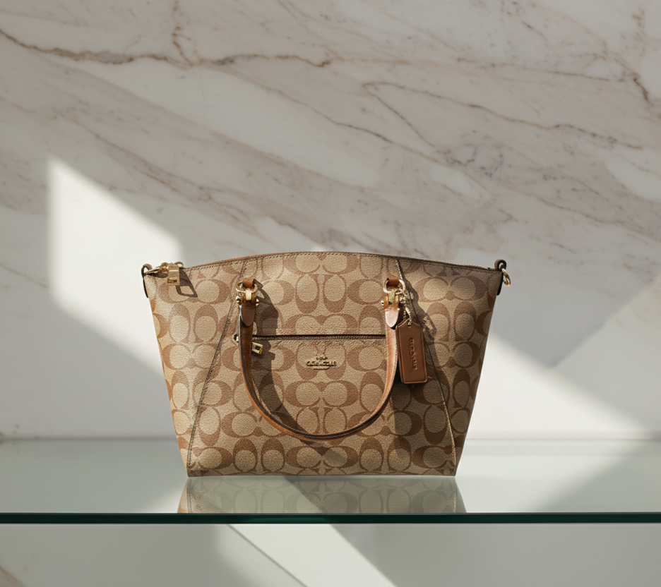 COACH SMALL PRAIRIE SATCHEL IN SIGNATURE CANVAS KHAKI BROWN