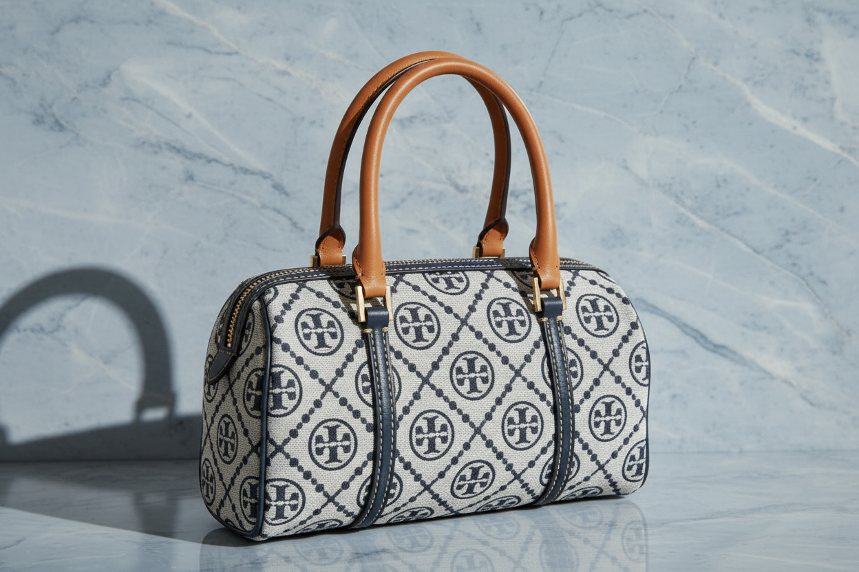 حقيبة توري بورش الصغيرة ذات الأسطوانة/إكس بودي - تي مونوجرام باللون الأزرق الداكن