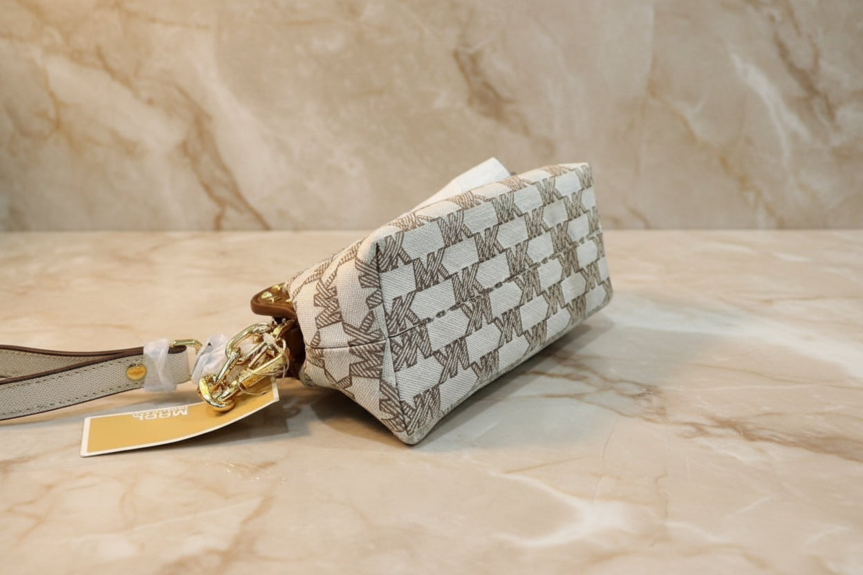 MICHAEL KORS JACQUARD LIVIA CLOUD SMALL CLUTCH/CROSSBODY