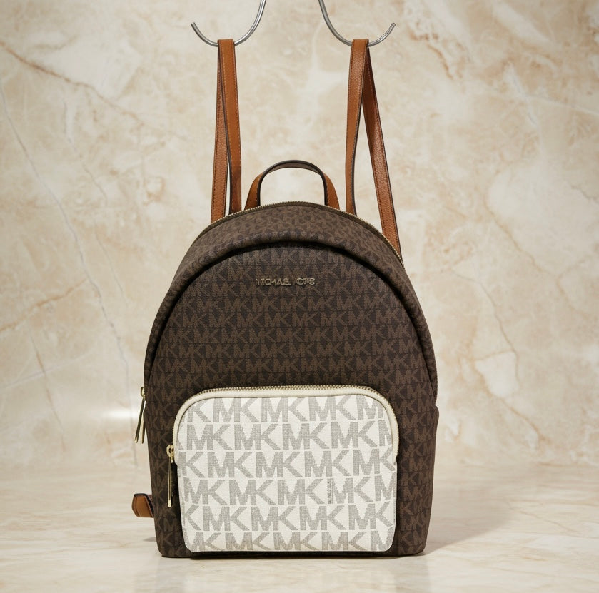 MICHAEL KORS MEDIUM ERIN BACKPACK - SIGNATURE BROWN/WHITE