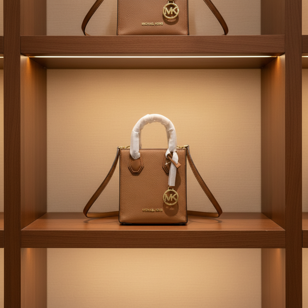 MICHAEL KORS MERCER XS MINI SHOPPER TOTE LEATHER - BROWN CARAMEL HUE