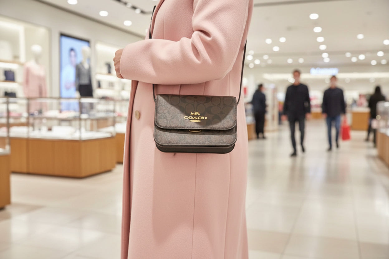 COACH BRYNN FLAP IN SIGNATURE CANVAS BROWN BLACK