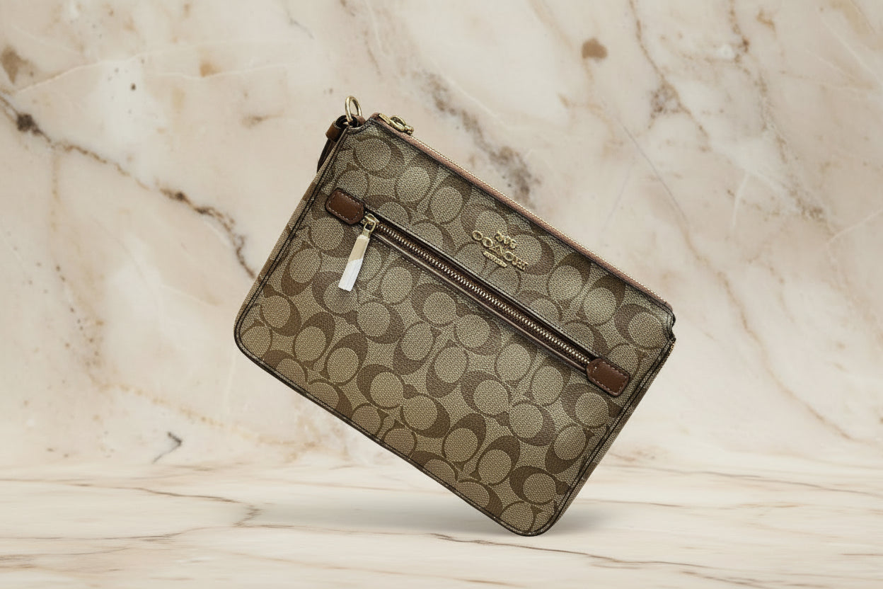 COACH GALLERY FILE CROSSBODY IN SIGNATURE CANVAS - KHAKI BROWN