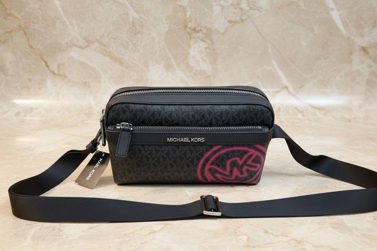 MICHAEL KORS COOPER EMBELISHED SIGNATURE LOGO UTILITY CROSSBODY