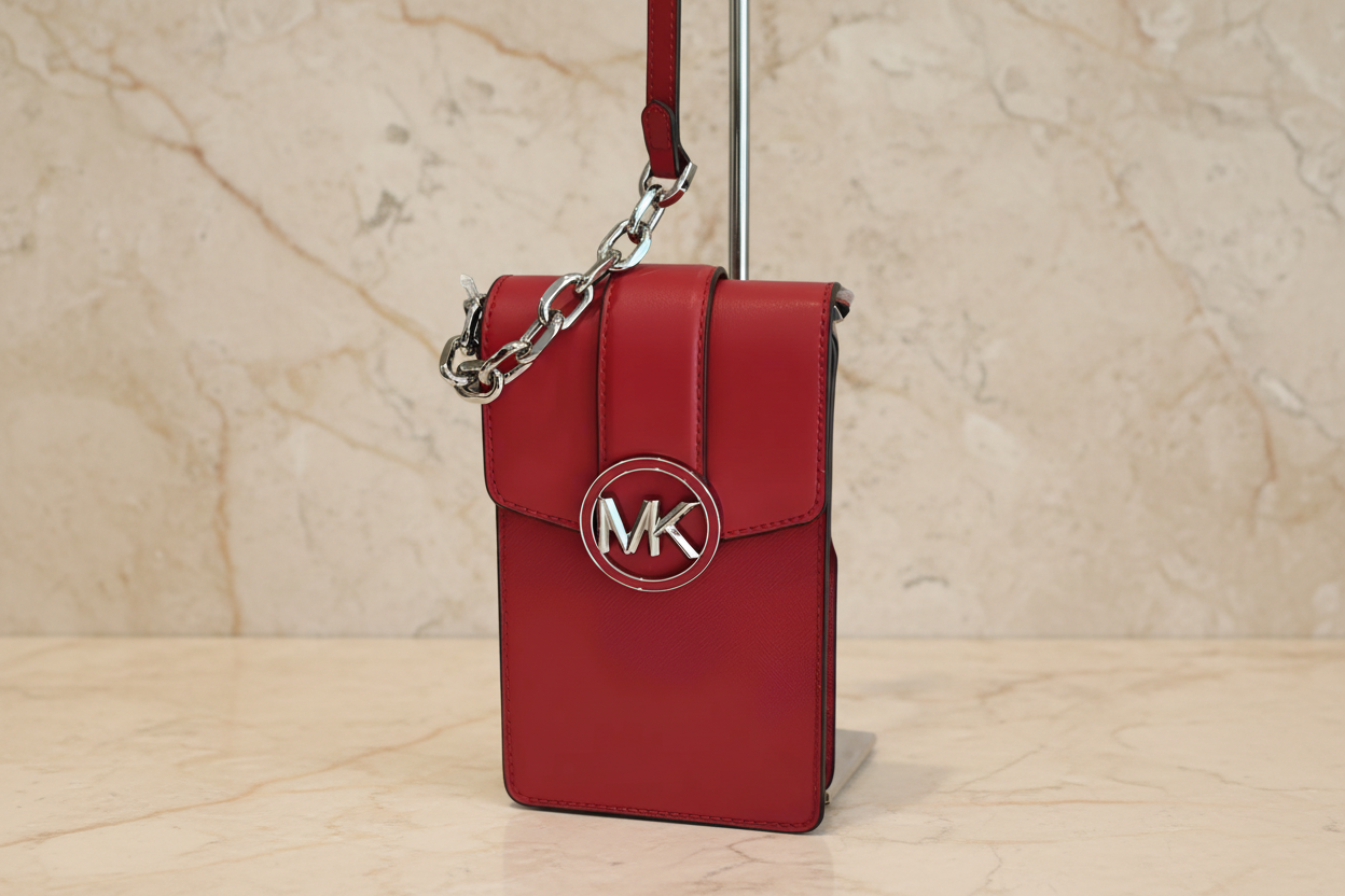 MICHAEL KORS CARMEN SMARTPHONE CROSSBODY - RED