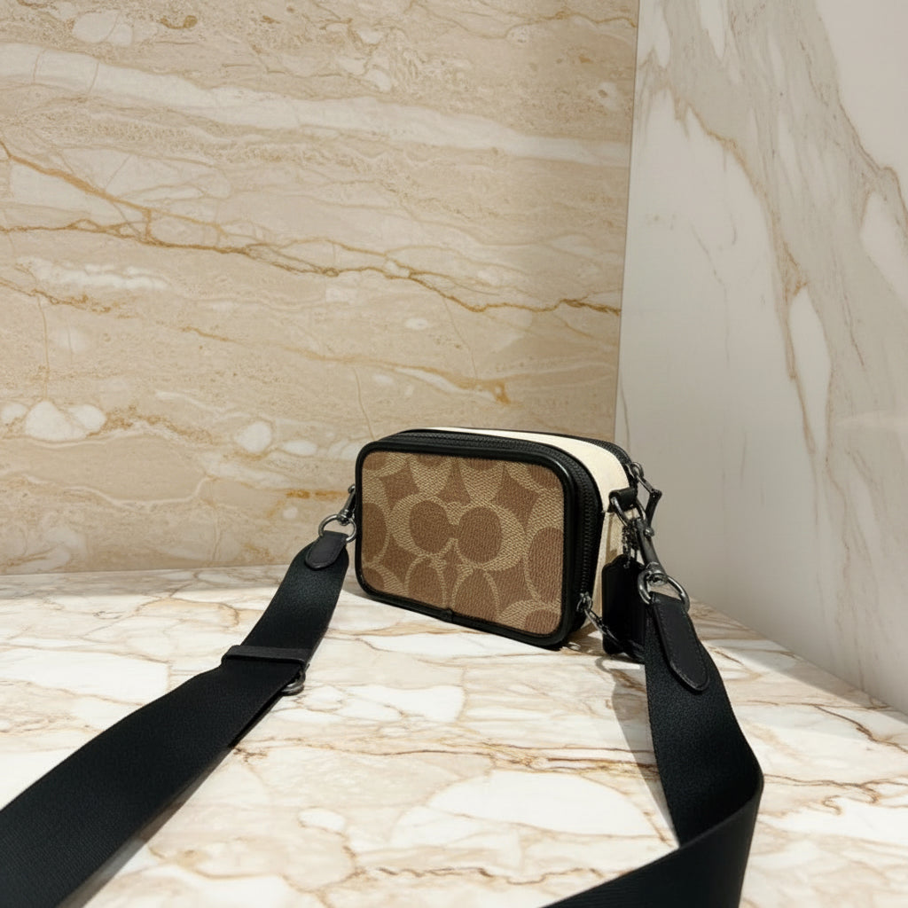 COACH WYATT CAMERA BAG - MULTI COLOR BLOCKED SAND/TAN