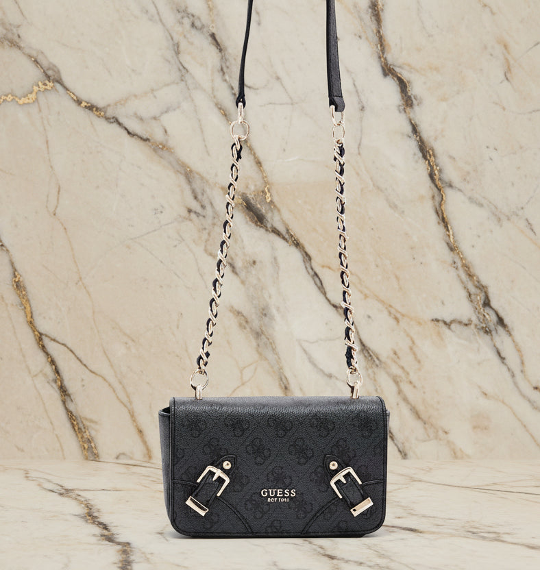 GUESS DIDI MONO CROSSBODY CHAIN - CHARCOAL BLACK