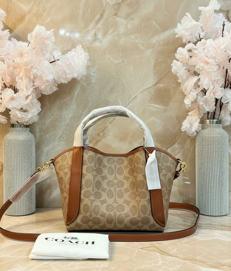 COACH HADLEY HOBO 21 - SIGNATURE CANVAS TAN RUST